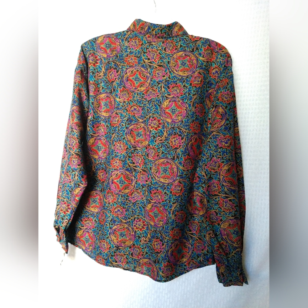 NEW Vintage Basic Editions Shirt Blouse Colorful Floral NWT Large Chest 44" - Picture 8 of 10